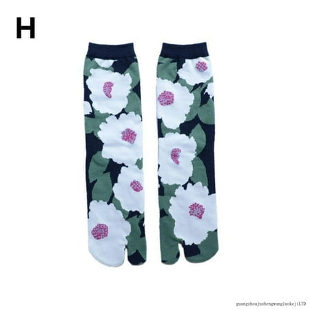 

Women Japanese Style Flower Tabi Socks Kimono Clog Geta Flip Flop Split Toe Sock