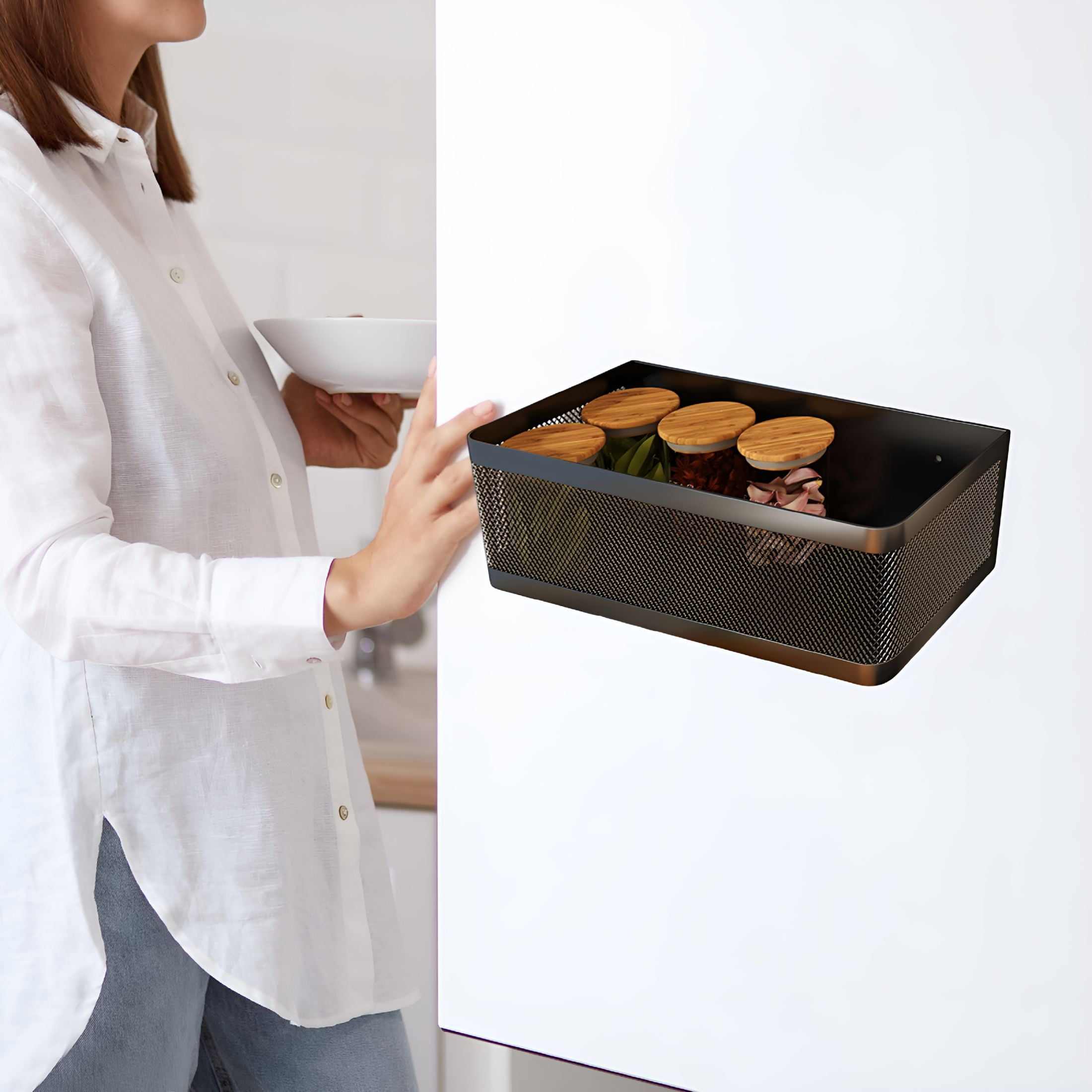 ACDANC Magnetic Spice Rack for Refrigerator,Magnetic Shelf,Fridge Magnet Organizer,Magnetic Fridge Shelf for Kitchen Organization and Storage,Refrigerator Side Side No Punch Hanging Shelf