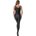 thumbnail image 3 of TiaoBug Womens Oil Sleeveless Bodycon Jumpsuit Sheer Full Body Sport Bodysuit Bodystocking Tight Swimsuit Black M, 3 of 7