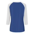thumbnail image 4 of Womens Casual T-Shirts Tops 3/4 Sleeve Round Neck Cute Fall Tunic Basic Tees Blouses Loose Fitting Solid Pullover Tops,Blue,2XL, 4 of 5