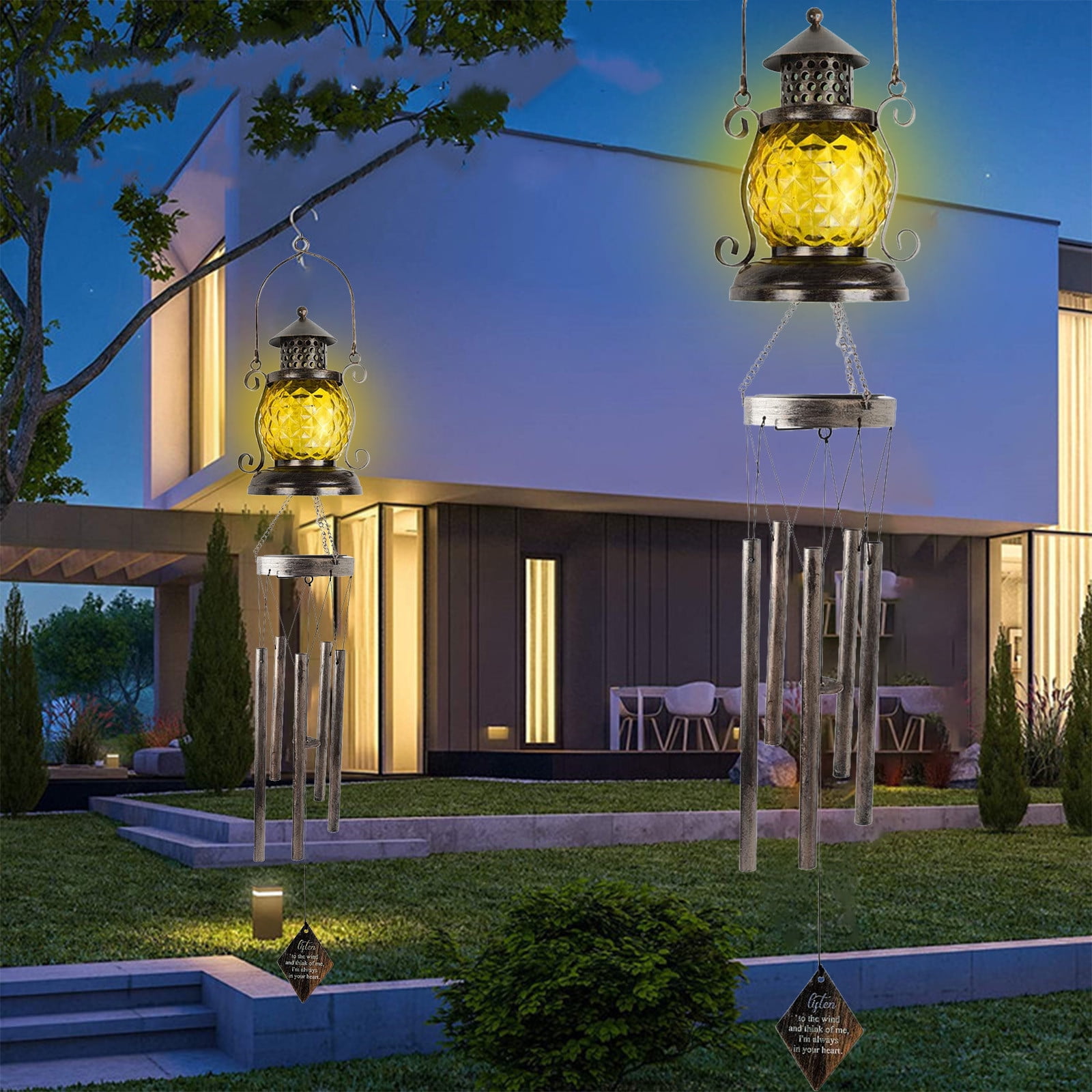 Solar Wind Chimes Outdoor,Waterproof Metal Wind Bells,Decorative Garden Chime Lights,Gift for Mom Grandma,Auto On/Off,Solar Powered,No Wiring Needed,Romantic Ambiance Holiday Gifts