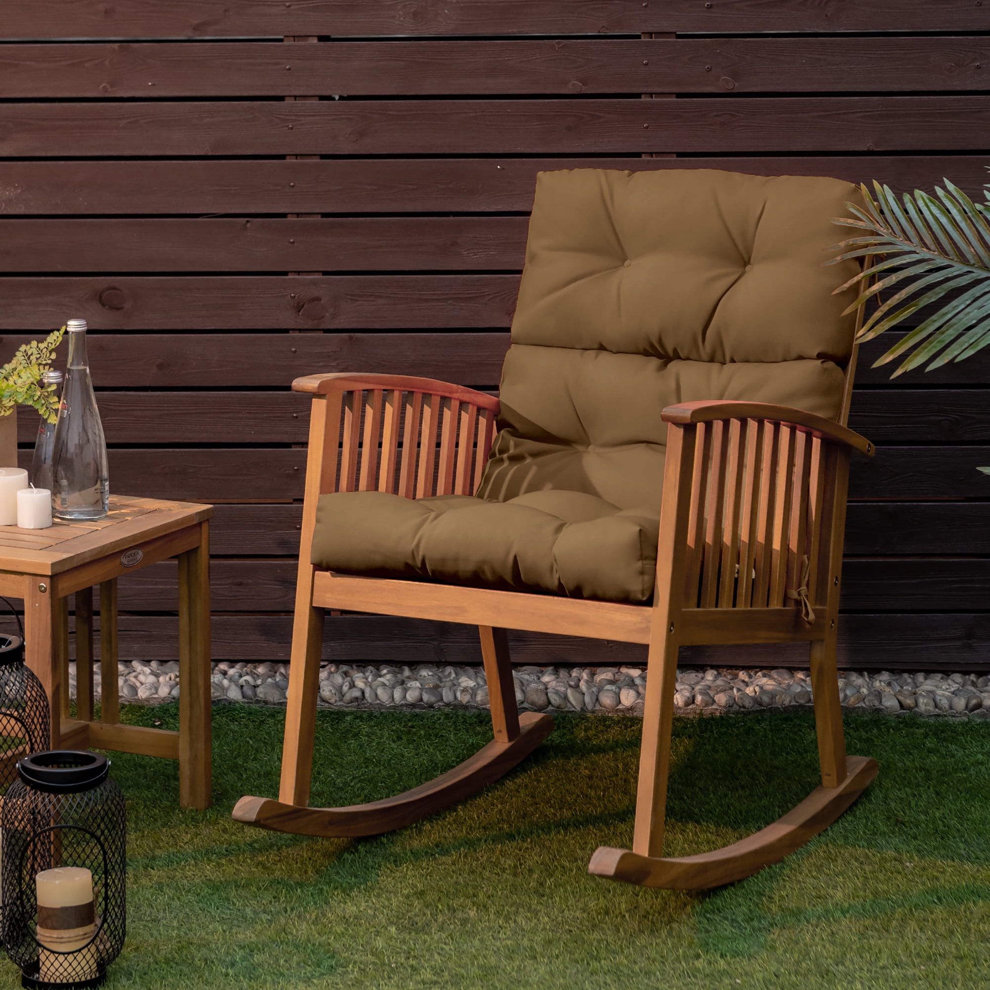 Costway 22'' x44''  Indoor Outdoor  Back Chair Cushion Tufted Pillow Patio Seating Pad Brown