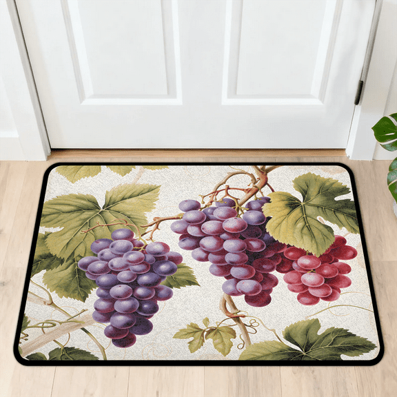 CURLYOOT Vintage Grapes Vine Indoor Doormat, Non-Slip Absorbent Door Mat 24" x 16", Entrance Floor Mat Washable Entry Doormats for Entryway Front Back Door