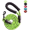 thumbnail image 1 of Strong Nylon Dog Leash Rope with Comfortable Padded Handle Training Lead for Medium and Large Breeds Dogs - Heavy Duty 5ft Long (Fluorescent Green), 1 of 4