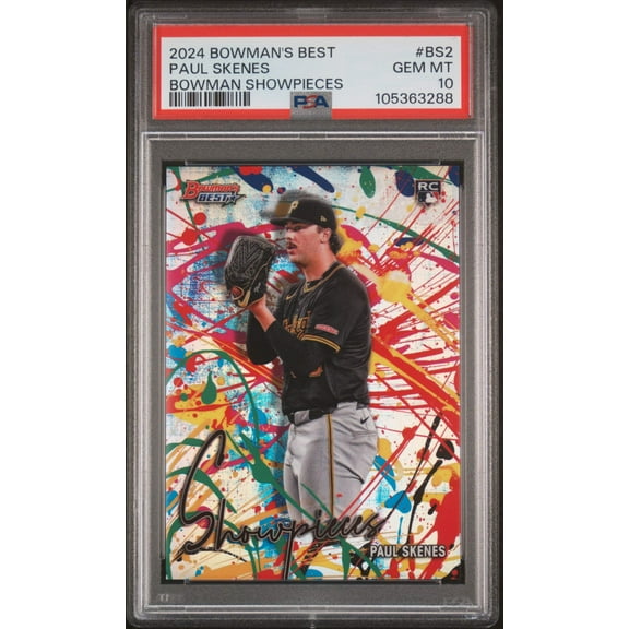 Graded 2024 Topps Bowmans Best Paul Skenes #BS2 Bowman Showpieces Rookie RC Baseball Card PSA 10 Gem Mint
