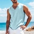 thumbnail image 4 of Mens Big & Tall Linen Tank Tops Plus Size Summer Ripped Shirts for Men Casual Lightweight Sleeveless V Neck Summer Beach Vests S-4X, 4 of 7