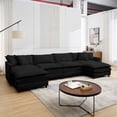 thumbnail image 2 of SZLIZCCC Modular Sectional Sofa with Movable Ottoman, L/U Shaped Chenille Fabric Couch with High - End Material,Flexible Combination for Living Room, Office, Apartment Black4+2, 2 of 8