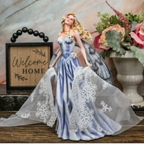 Last Light Ethereal Bridal Fairy Statue With Embroidered Sheer Fabric Decor Art