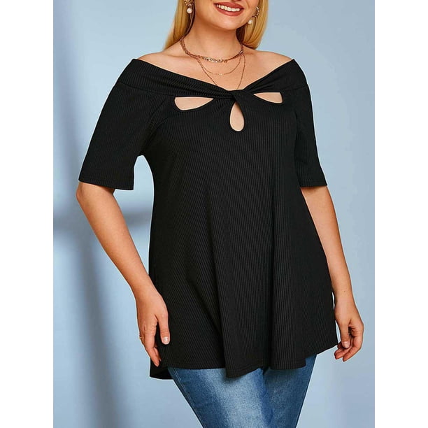 Tallo de talla grande torcido una línea de túnica de línea Rosegal Camisetas tallas grandes