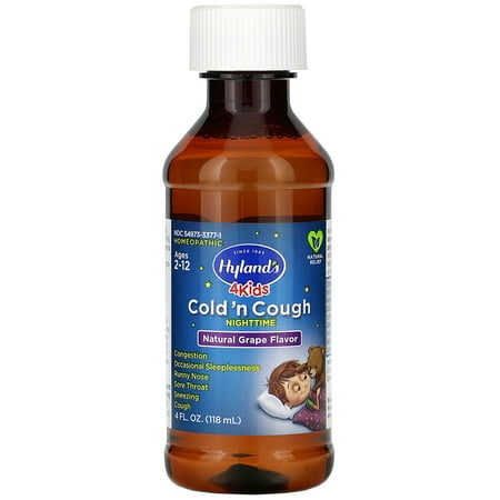 4 Kids Cold n Cough Nighttime Ages 2-12 Natural Grape Flavor 4 fl oz (118 ml) Hyland s