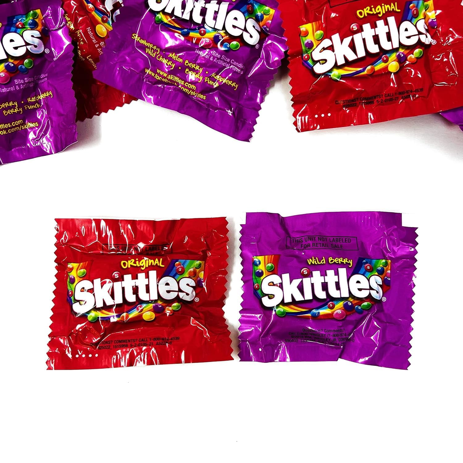 Klub Bulk Skittles Candy Assortment -1lb-Wild Berry & Original Flavor Skittles Candy Coated Fruit Chew Bites Individually Wrapped Mini Packs- Bulk Party Size Variety Pack (16-Oz)