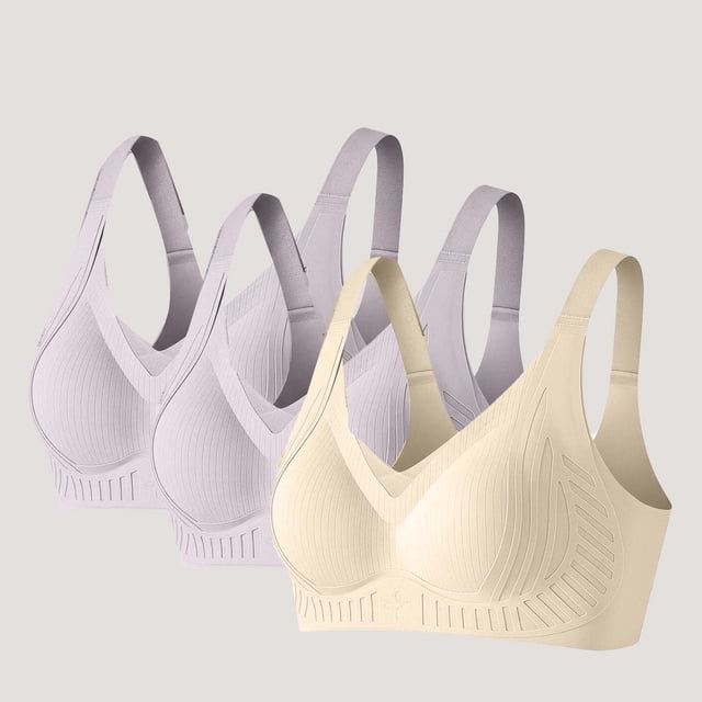 Warop Women's Push-Up Bra, Seamless Anti-Sagging with Full Coverage, Solid Color for Daily Comfort