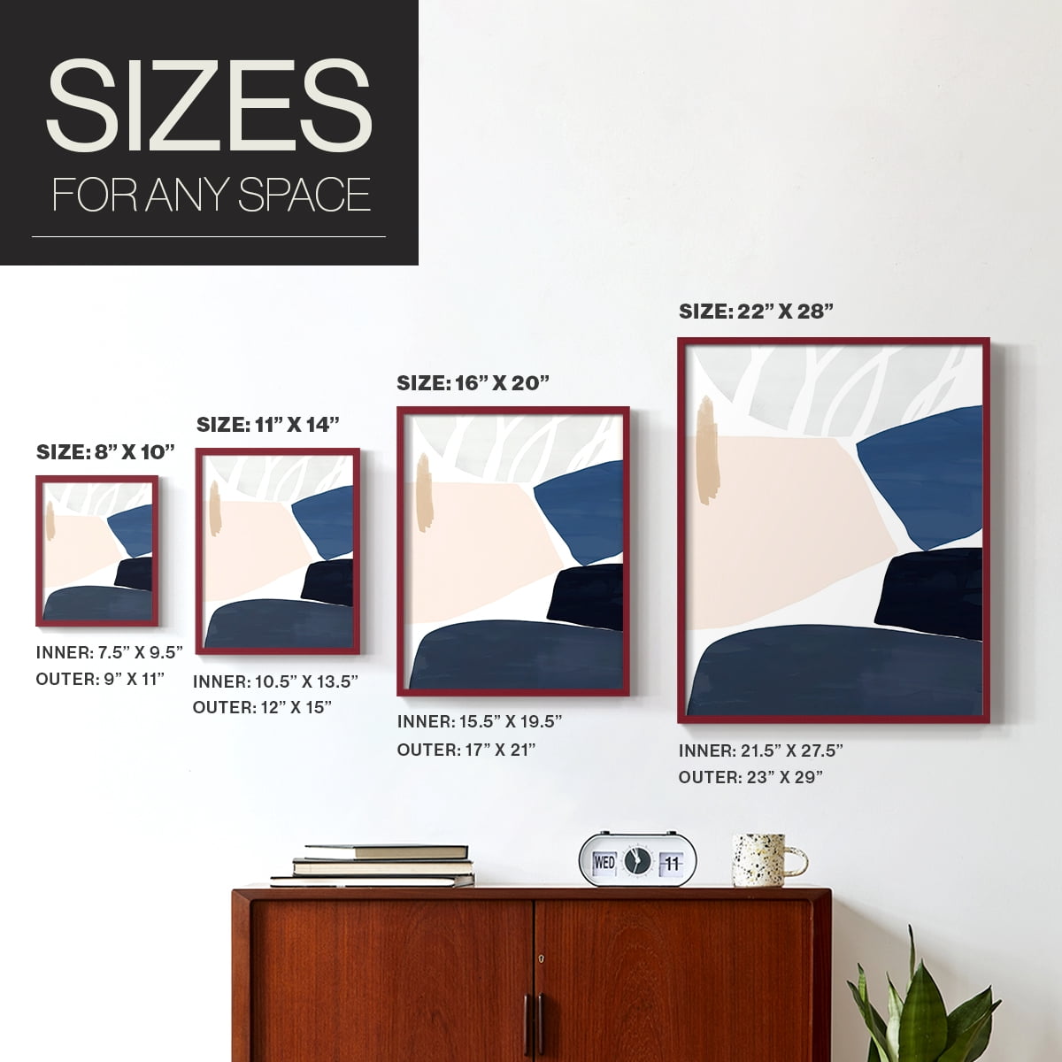 Denim and Sand II Framed Print in Red Solid Wood Framed Print No Nail Hanging