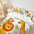 thumbnail image 3 of Castle Fairy Cute Watercolor Jungle Lion Giraffe Elephant Twin Duvet Cover,Cartoon Animal Twin Bedding,Green Brown White,Reversible,2pcs,No Comforter,1 Duvet Cover and 1 Pillowcase, 3 of 6