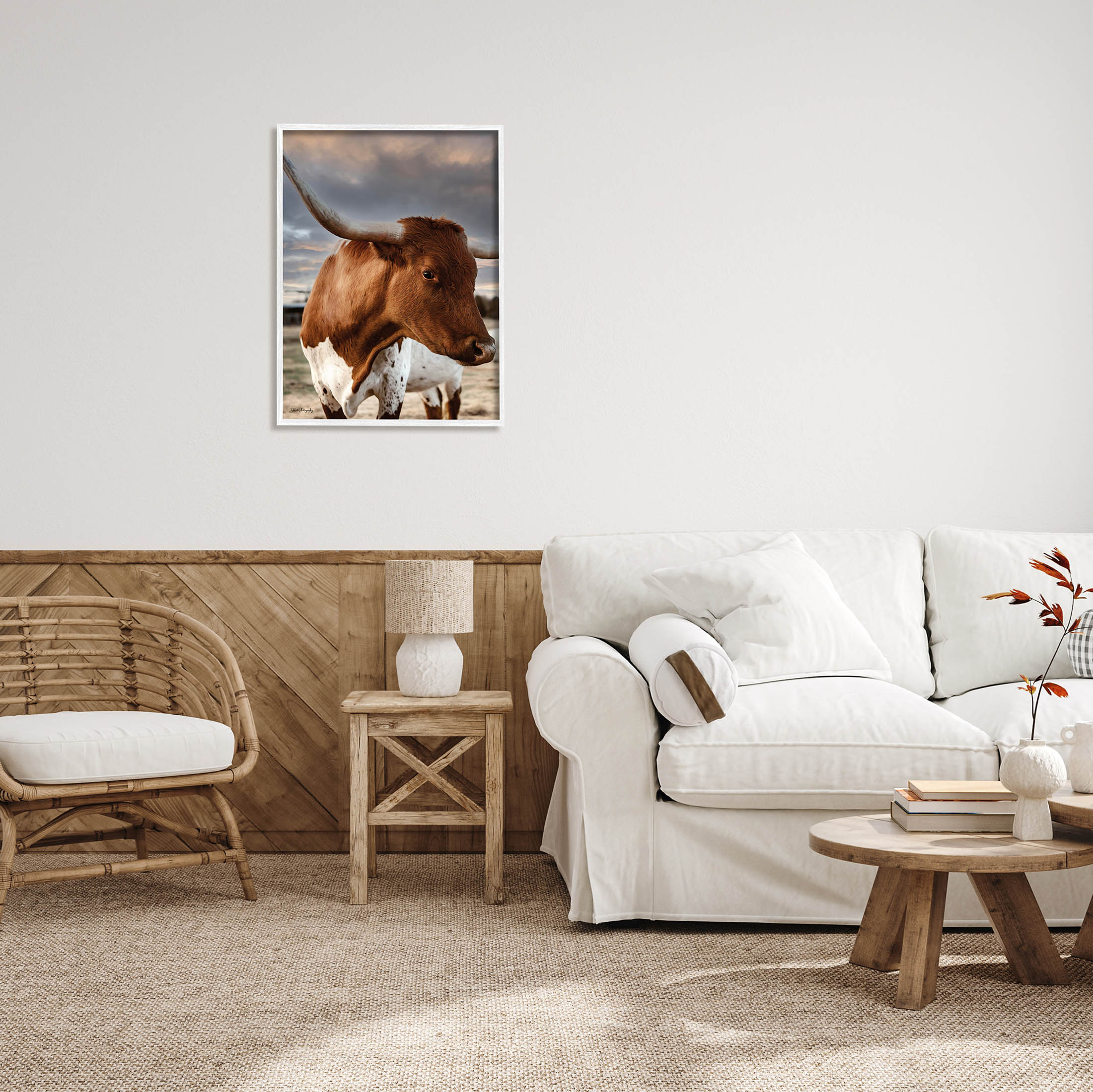 Stupell Industries Rural Farm Cattle Cloudy Ranch Sky Photograph White Framed Art Print Wall Art, Design by Dakota Diener