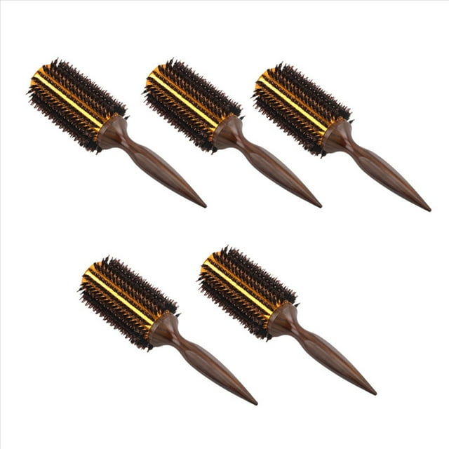5X Peine de Sarga Recta para el Cabello, Cepillo de Cerdas de Natural, Cepillo Redondo, Rizador de Soplado, Herramienta de Peinado de Peluquería DIY