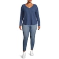 thumbnail image 2 of Terra & Sky Women's Plus Size Long Sleeve Waffle Henley Top, 2 of 5
