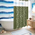 thumbnail image 5 of No Hook Shower Curtain, Japanese Shower Curtains for Bathroom with See Through Top Window, Green Rustic Retro Pastoral Floral Leaves Waterproof & Washable Bath Curtain Stand Up Stall 36"x72", 5 of 9