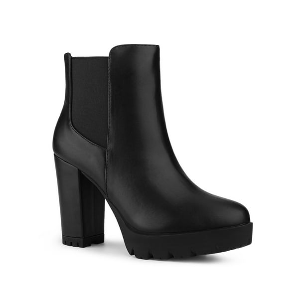 block heel platform ankle boots