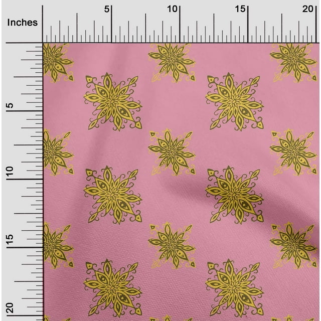 oneOone Organic Cotton Poplin Twill Fabric Floral Block Print Fabric BTY 42 Inch Wide