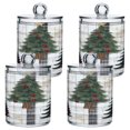 thumbnail image 2 of WOBOGO Christmas Trees on Black Lines Pattern Transparent Plastic Jar 2pcs Cotton Swabs Balls Pads Floss Stick Dispenser Bathroom Vanity Storage Organizer, 2 of 7
