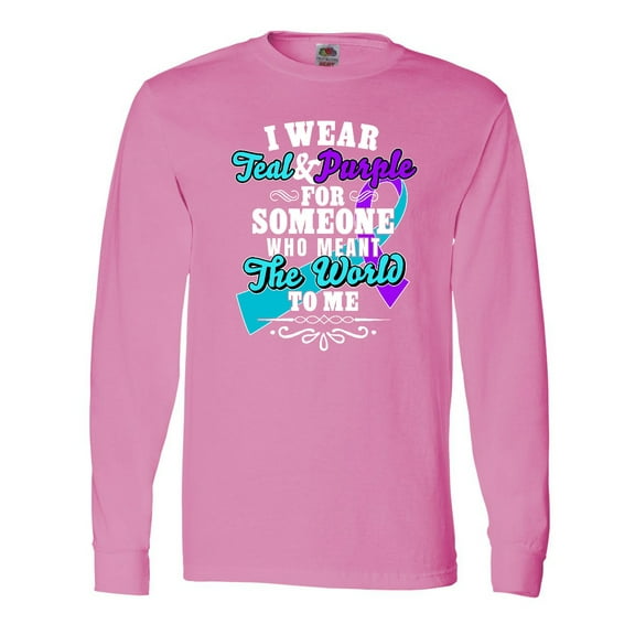 Inktastic Suicide Prevention Awareness I Wear Teal and Purple For Someone Who Meant The Long Sleeve T-Shirt