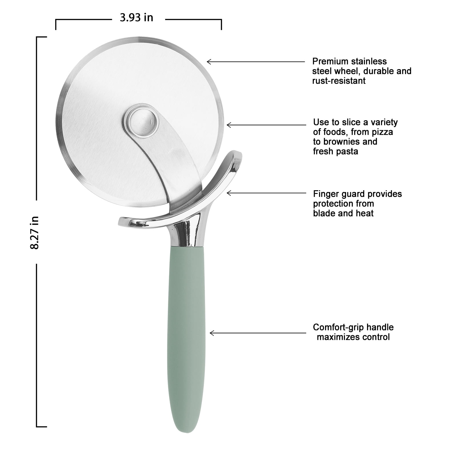 Cook With Color Pizza Cutter Wheel with Soft Silicone Grip Handle, Gray 