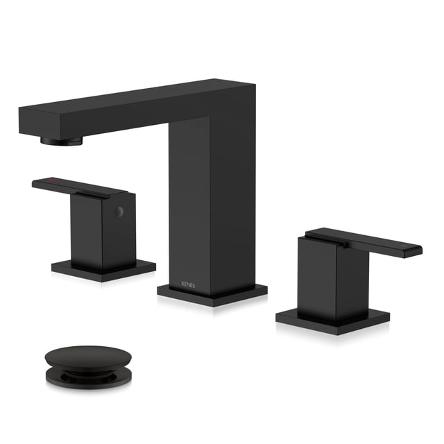 Grifo de baño KENES KE-9050-2-P negro mate con 3 orificios y 8 pulgadas