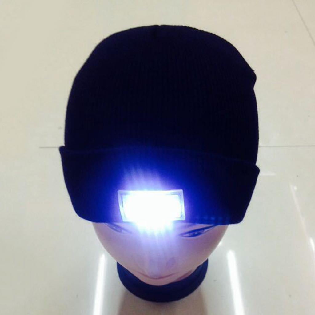 Warm LED Beanie Hat Head Torch Light Camping Walking Cycling Knitted Mens Ladies 