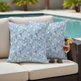 thumbnail image 4 of Blue Flowers Outdoor Waterproof Pillow Covers, Farmhouse Botanical White Floral Leaves Decorative Square Throw Pillowcase Sofa Cushion Sham for Patio/Couch/Chair, 26"x26" 2 Pack, 4 of 8
