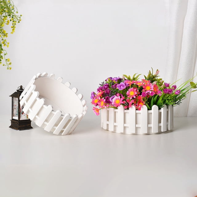 Maceta de plástico blanco para maceta de flores artificiales | Diseño Ligero Ventilado de Estanca Hidropónica Decorativa 18x8cm | Realzador versátil de decoración interior y exterior