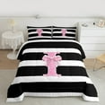 thumbnail image 2 of Feelyou Pink Monogrammed I Full Size Comforter Sets, Geometric Stripes Bedding Comforter Set, Bowknot Princess Reversible Bedding Sets, Super Cozy Room Decor, 3pcs, 2 of 8