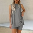thumbnail image 2 of QATAINLAV 2 Piece Outfits for Women 2025 Summer Matching Lounge Set Cotton Sleeveless Long Hem Tanks and Shorts Sets Sleepwear Gray M Ofertas Del Dia de Hoy Relampago, 2 of 8