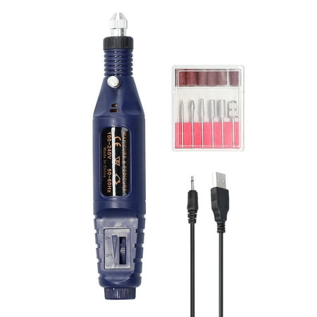 

Htovila USB Power Supplys Handheld Mini Electric Grinder Nail Gelatum Removing Tool Manicure Machine Speed Adjustable Grinding Rotary Tool Kit with 6 Grinding Heads