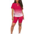 thumbnail image 4 of Summer 2pcs Outfits for Women Short Sleeve T-Shirts Bodycon Pants Shorts Set Gradient Color Tracksuit Sportwear, 4 of 9