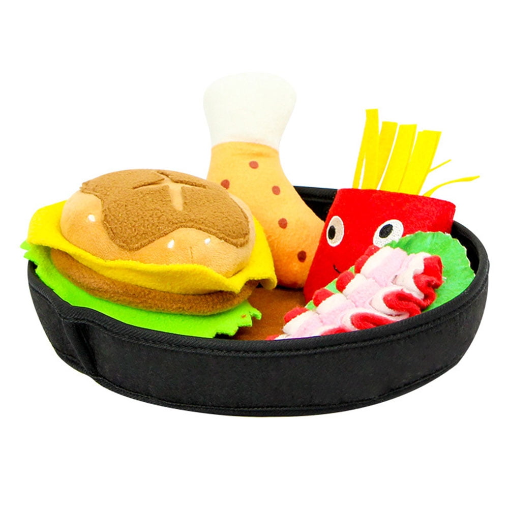 Pet Toy Plush Hamburger Hot Dog Shape Set Toy Funny Sounding Detachable Dog Food Doll Walmart