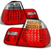 AKKON - For 2002 2003 2004 2005 BMW E46 3-Series 325i | 325xi | 330i | 330xi Sedan LED Red Clear Taillights Lamp Left Right Pair