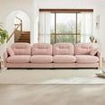 thumbnail image 3 of 140" Oversized Chenille Modular Sectional Sofa with High-Density Foam Cushion and Tufted Pleated Cushion Backrest, Upholstered Modern 4-Seater Cloud Couch with 2 Pillow, for Living Room, Pink, 3 of 7