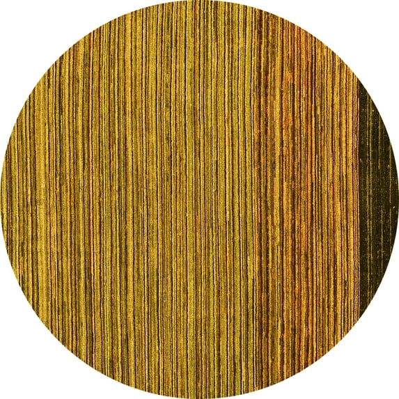 Ahgly Company Indoor Round Oriental Yellow Modern Area Rugs, 3' Round