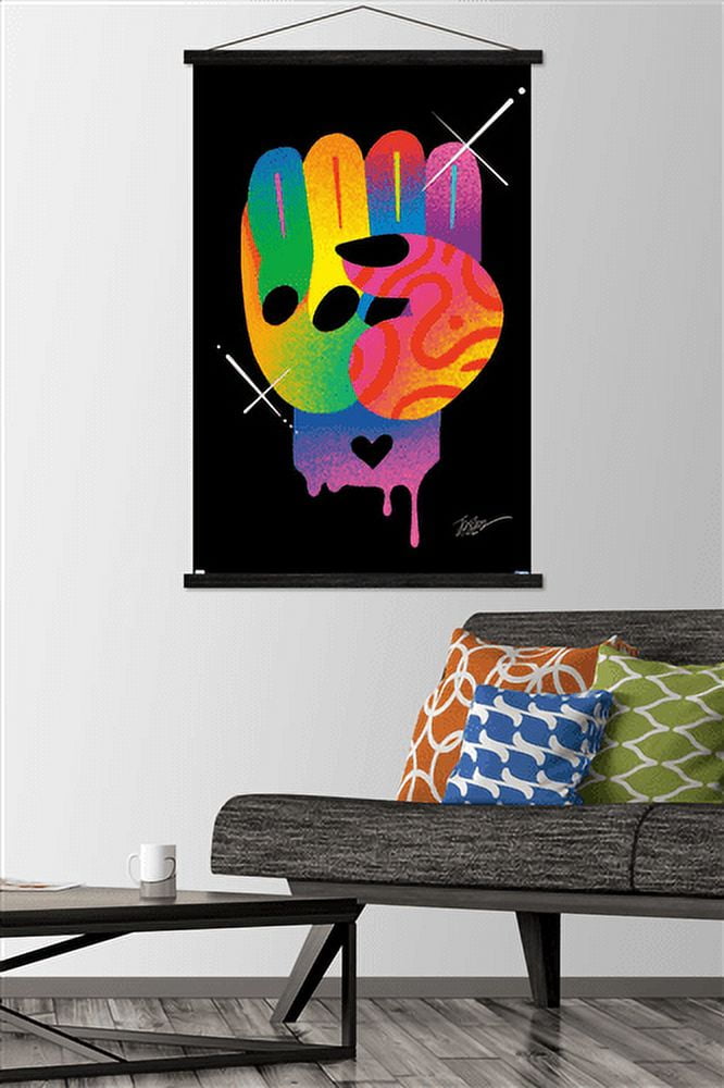Jason Naylor - Fist of Color Wall Poster with Wooden Magnetic Frame, 22.375" x 34"