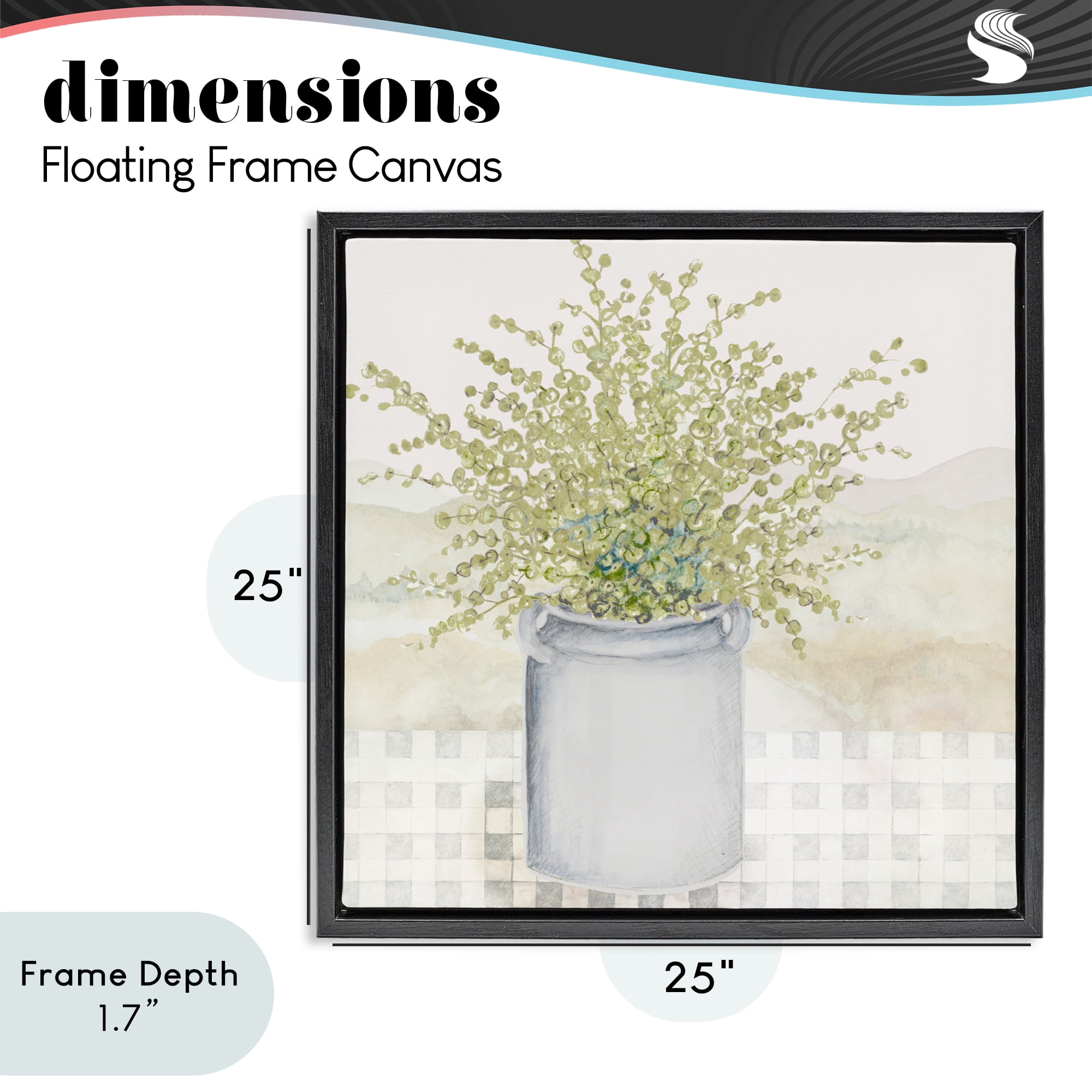 Stupell Industries Potted Farm Herbs Black Framed Floater Canvas Wall Art, design by Janice Gaynor