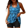 thumbnail image 2 of CALAFEBILA Modest Womens Swimsuit 2 Piece Tankini Summer Beach Vintage Print Bathing Suits, 2 of 7