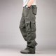 thumbnail image 5 of Puntoco Pantalones casuales largos para hombre, pantalones deportivos cargo con cintura elástica, cierre de velcro, cordones y múltiples bolsillos con correa en la pierna para hombre, 5 of 5