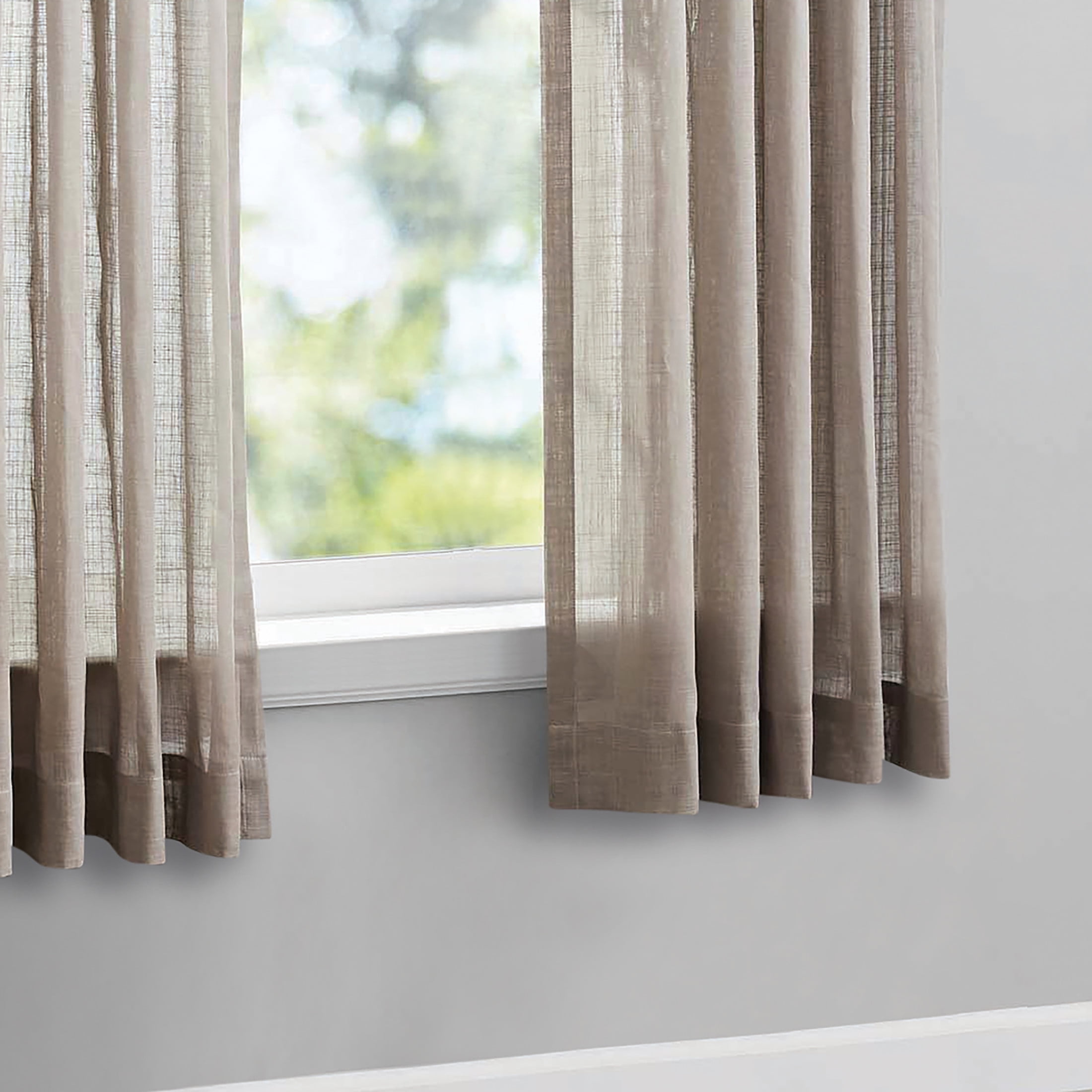 Mainstays 100% Cotton Indoor Sheer Rod Pocket Single Curtain Panel , Beige , 50" W x 63"L