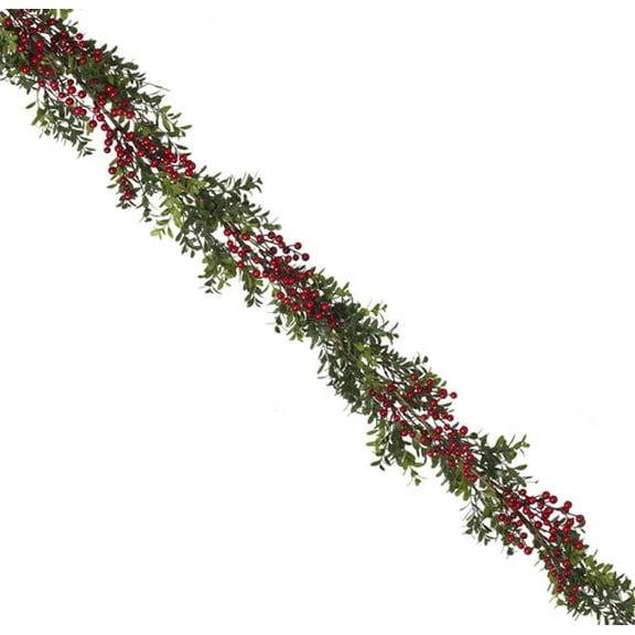 Boxwood Garland with Berries - 5 Feet Long