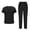 01-Black, variant on Women’s 2-Piece Scrub Set, V-Neck Short Sleeve Top & Pants, Soft Medical Uniform with Pockets for Nurses