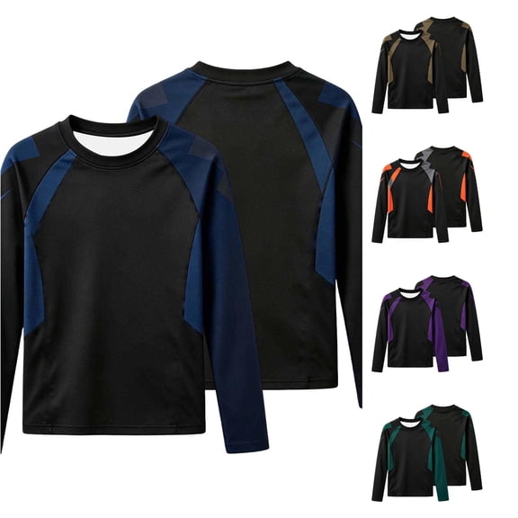 Rhuody Teen Tops For Boys Long Sleeve O Neck Cartoon Prints Rash Guard 13-14 Years Blue