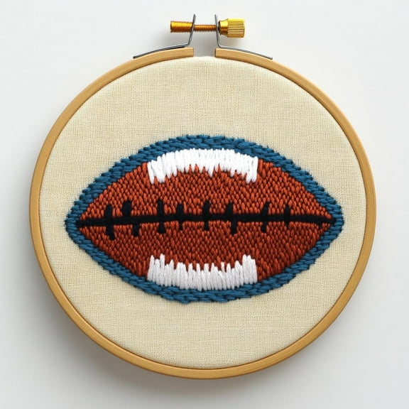 DIY Punch Needle Kits American Football Easy for Beginners Punch Needle Embroidery Set for Craft lovers with Printed Pattern and Hoop for Home Decor 20x20cm