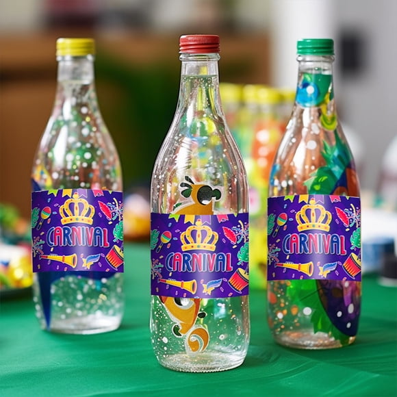 TIMIFIS Mardi Gras Bottle Stickers, 24Pcs Mardi Gras Water Bottle Label Stickers 6Pcs Mardi Gras Bunny Drink Bottle Caps Decorations for Water Bottle Caps Mardi Gras Themed Label Stickers Home Decor