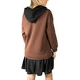 thumbnail image 4 of Jess by Meiko Women's Dress Long Sleeves Double Layer Hooded Pullover Casual Dress XS Brown, 4 of 7